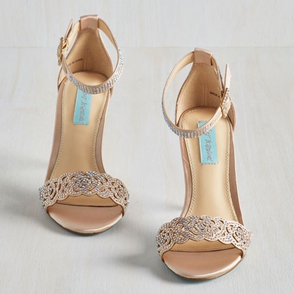 Blue by Betsey Johnson Champagne Satin Shoes - Picture 6 of 7